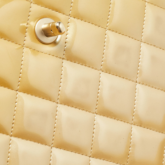 CHANEL Gold Quilted Patent Leather Maxi Classic Single Flap Bag - Picture 8 of 8